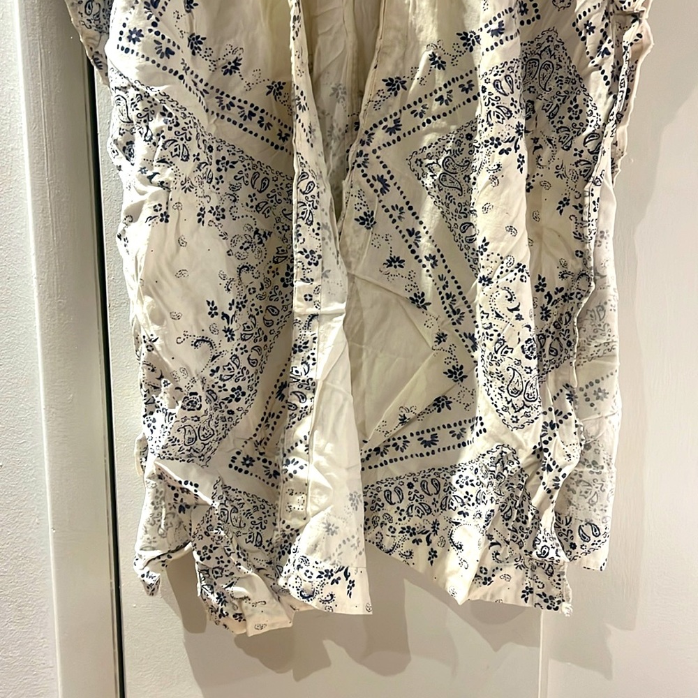 Ecoté Anthropologie White Blue Paisley Open Shawl Large Boho - Picture 2 of 5